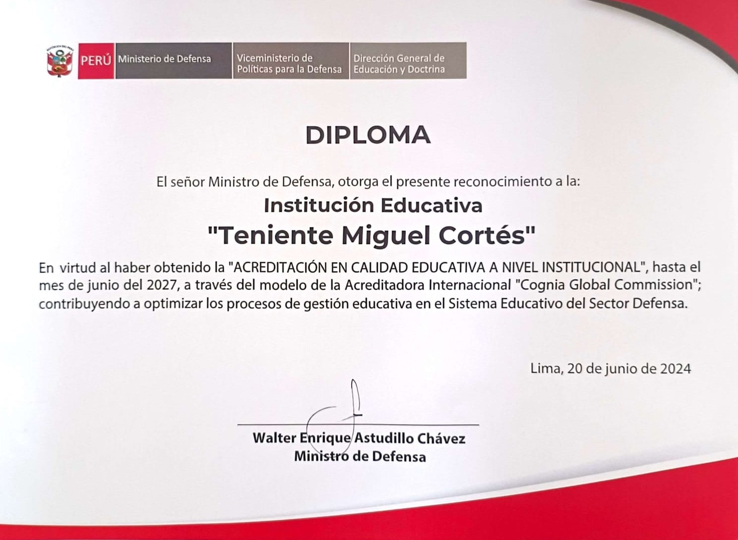 Reconocimiento Ministerio de Defensa